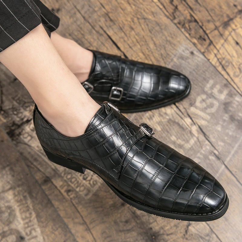 Men's crocodile pattern leather slip-on shoes