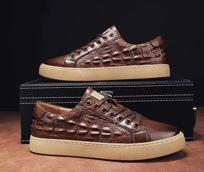 Men's crocodile leather cushion shoes