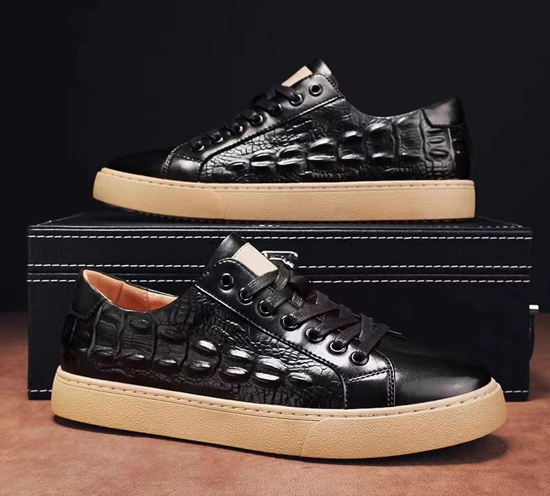 Men's crocodile leather cushion shoes
