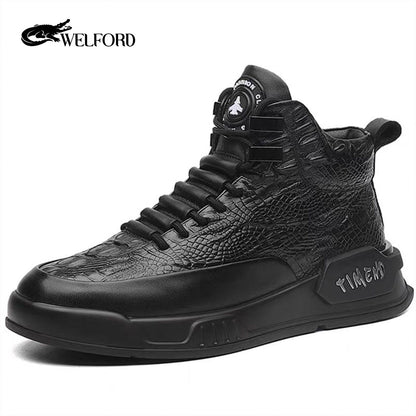 Suede leather crocodile pattern shoes