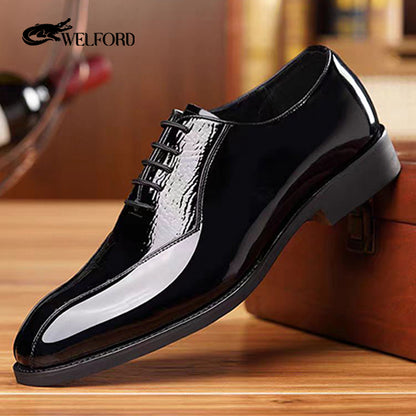 Italian crocodile pattern brogue British style genuine leather men's shoes