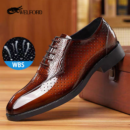 Italian crocodile pattern brogue British style genuine leather men's shoes
