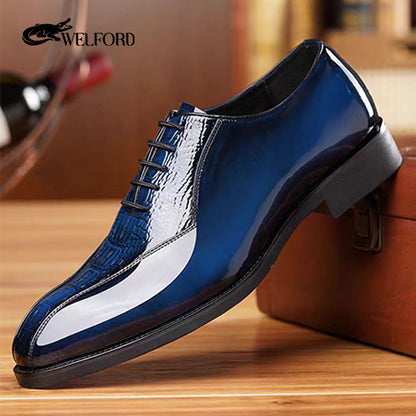 Italian crocodile pattern brogue British style genuine leather men's shoes