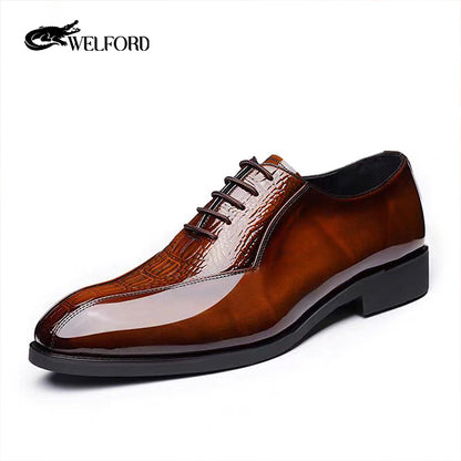 Italian crocodile pattern brogue British style genuine leather men's shoes