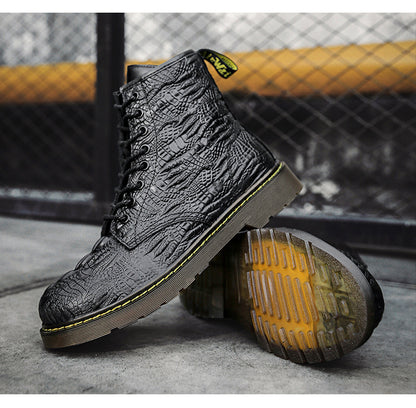 Men's crocodile pattern high top martin boots