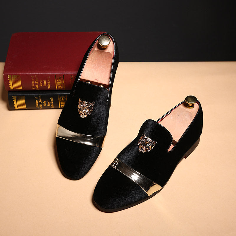 Men's Velvet Gold Tiger Fashion Breathable Loafers