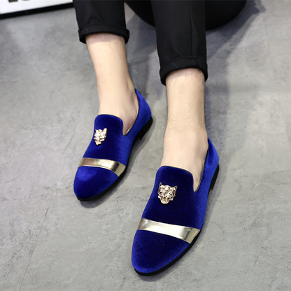 Men's Velvet Gold Tiger Fashion Breathable Loafers