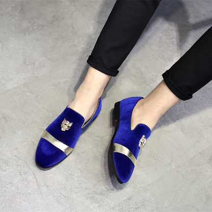 Men's Velvet Gold Tiger Fashion Breathable Loafers