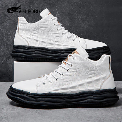 Men's crocodile pattern high-top shoes