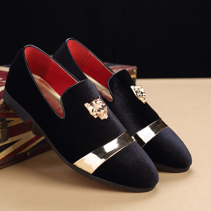 Men's Velvet Gold Tiger Fashion Breathable Loafers
