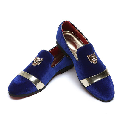 Men's Velvet Gold Tiger Fashion Breathable Loafers