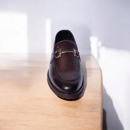 Brown grain leather loafers
