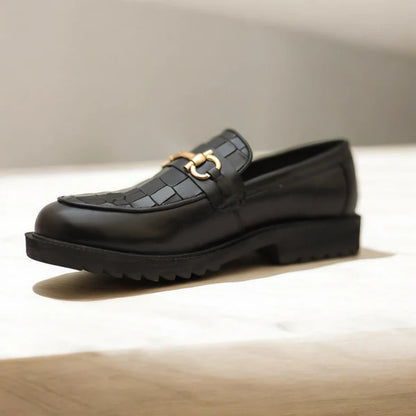 Black Croc Chunky Loafer