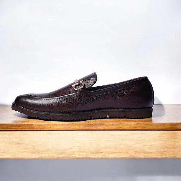 Brown grain leather loafers