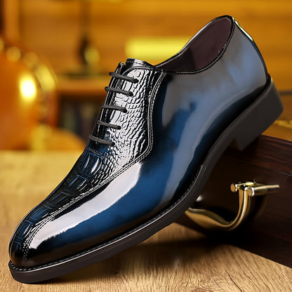 Italian crocodile pattern brogue British style genuine leather men's shoes