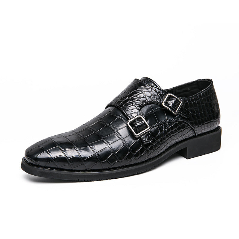 Men's crocodile pattern leather slip-on shoes