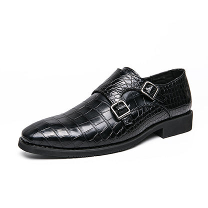 Men's crocodile pattern leather slip-on shoes