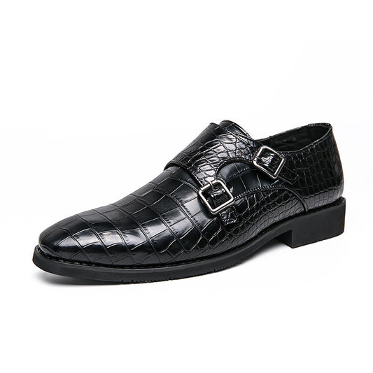 Men's crocodile pattern leather slip-on shoes