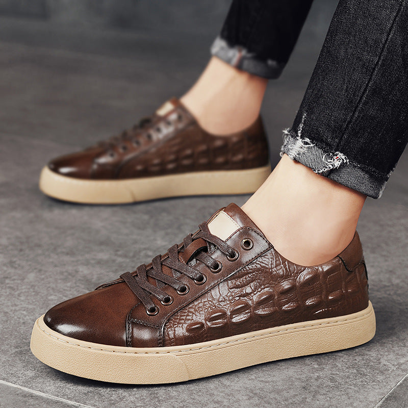 Men's crocodile leather cushion shoes