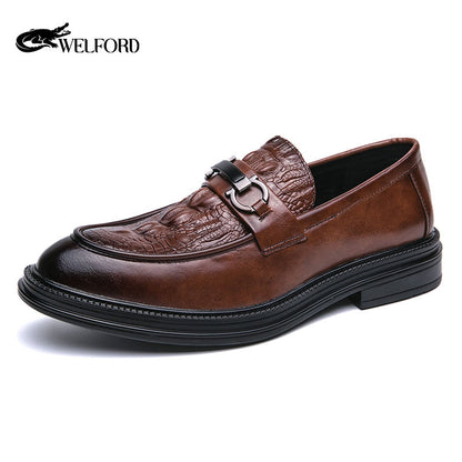 British leather crocodile business casual shoes