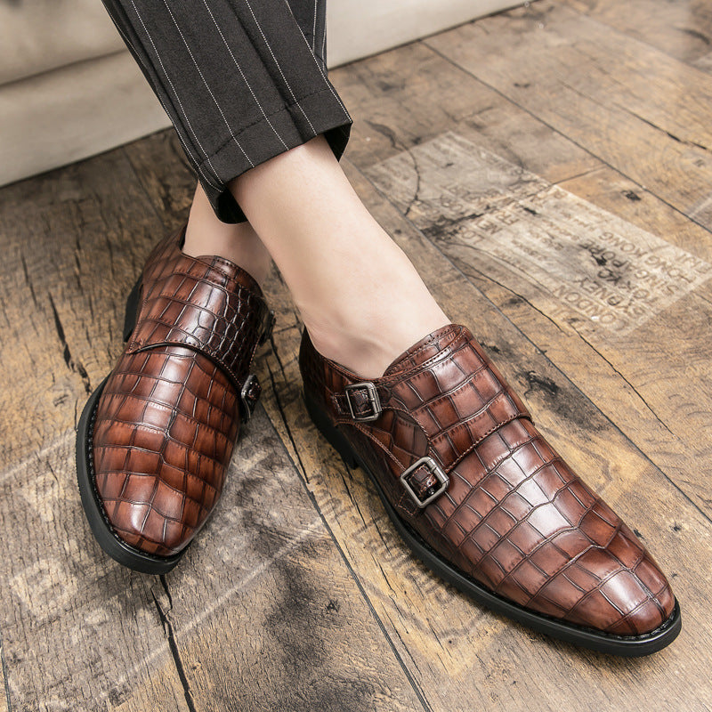 Men's crocodile pattern leather slip-on shoes