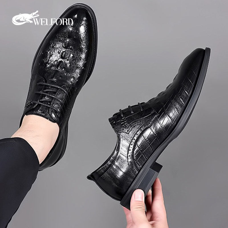 New men's business crocodile pattern leather shoes