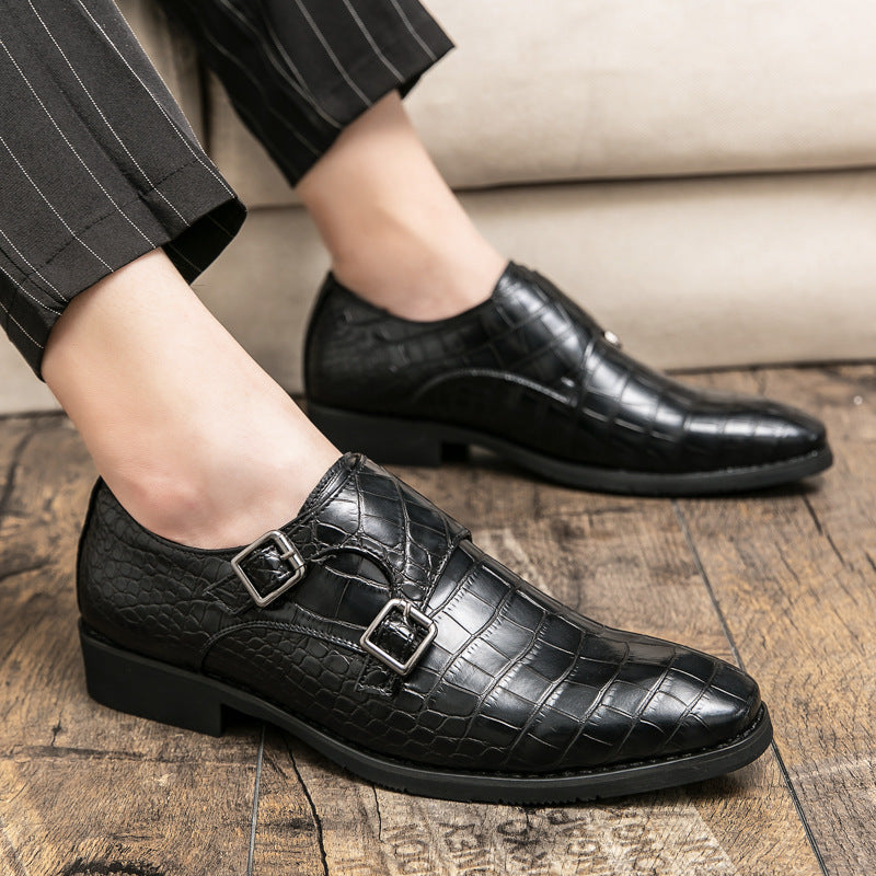 Men's crocodile pattern leather slip-on shoes