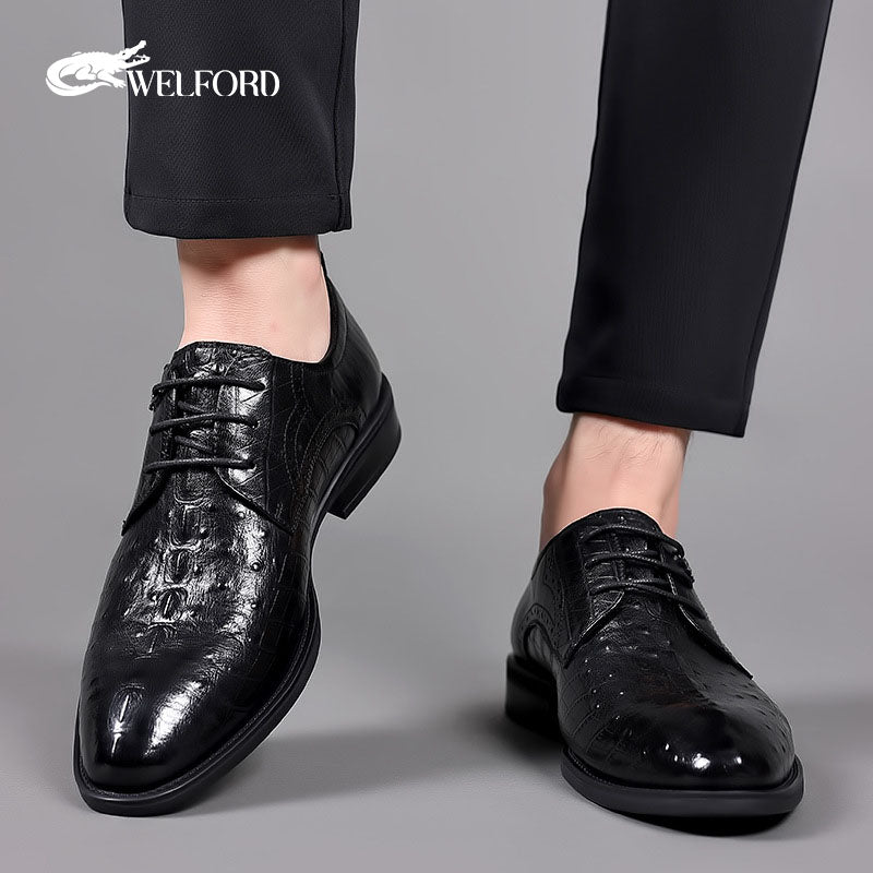 New men's business crocodile pattern leather shoes