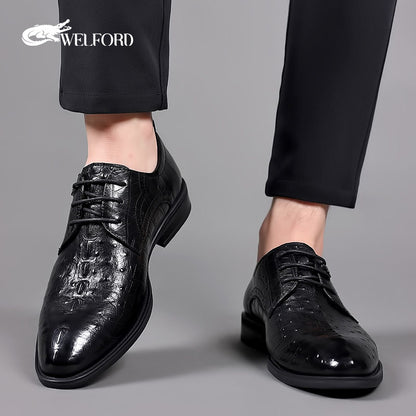 New men's business crocodile pattern leather shoes