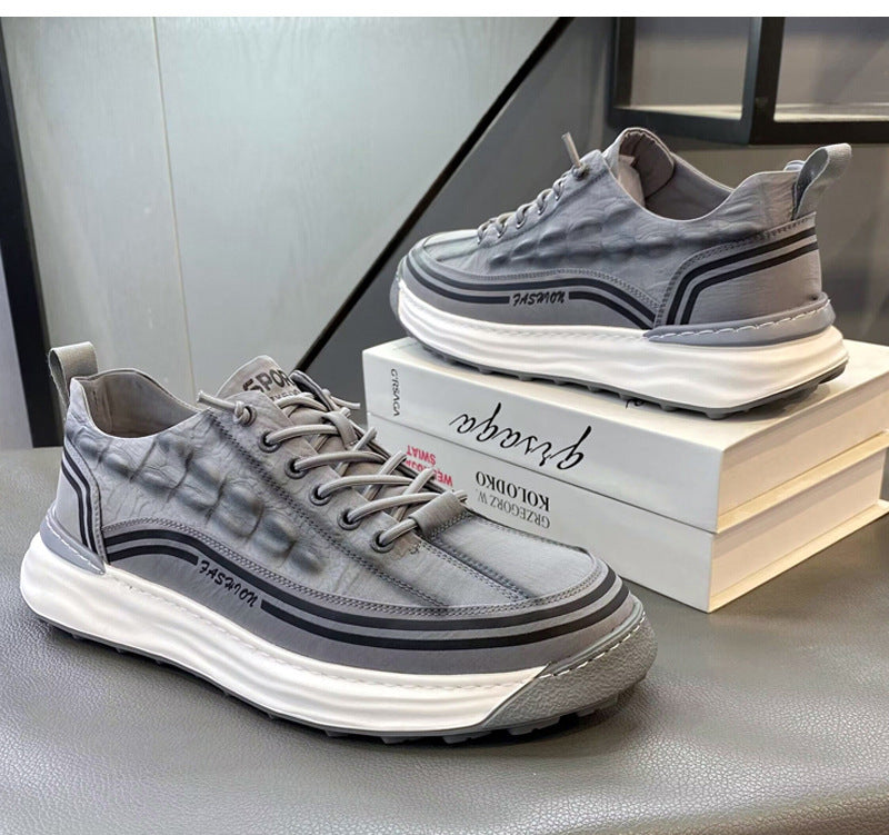 Men's Crocodile Pattern Soft Thick Sole Sports Casual Sneakers