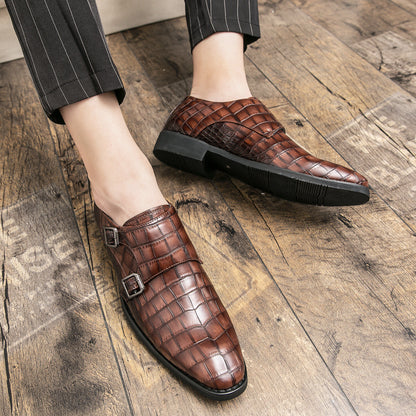 Men's crocodile pattern leather slip-on shoes