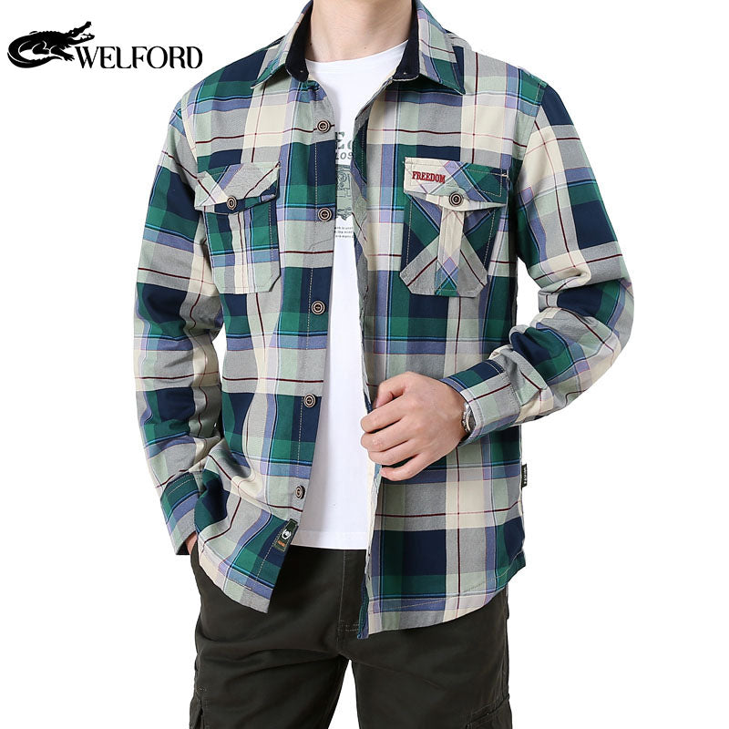 Men's long-sleeved shirt velvet thickened thermal shirt