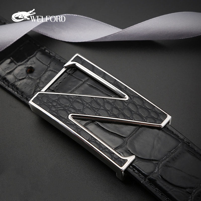 New crocodile leather men's belt business belt