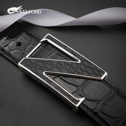 New crocodile leather men's belt business belt