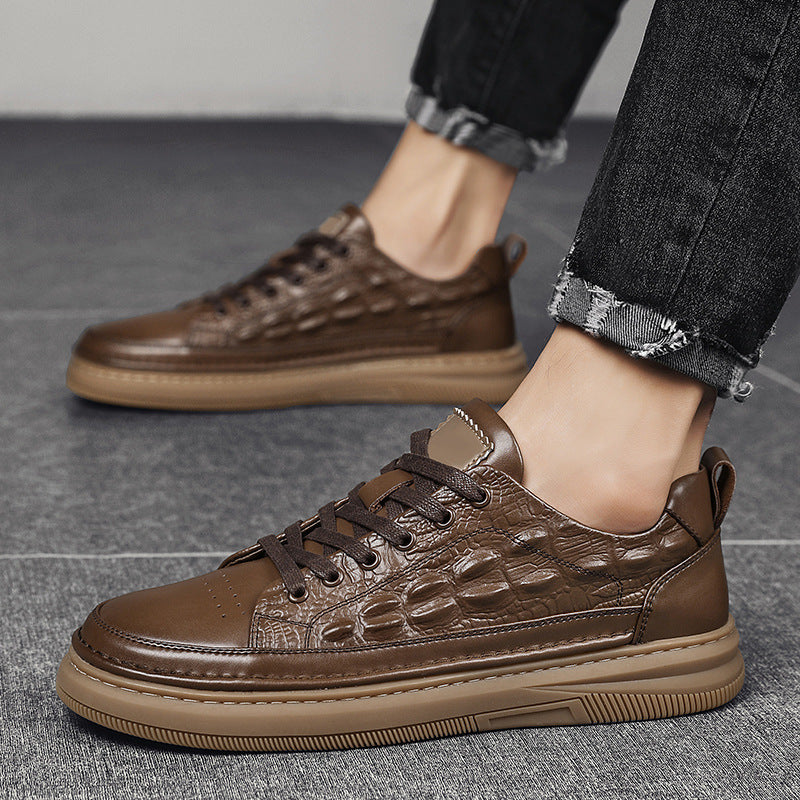 Men's crocodile-embossed casual shoes