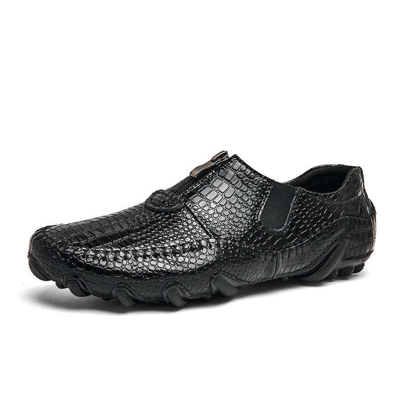 Men's retro casual shoes crocodile pattern leather shoes