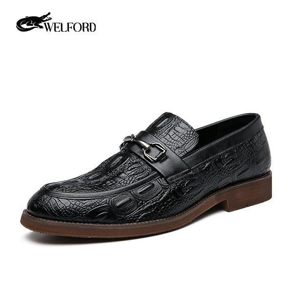 New fashionable men's crocodile pattern leather shoes
