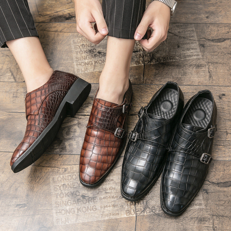 Men's crocodile pattern leather slip-on shoes