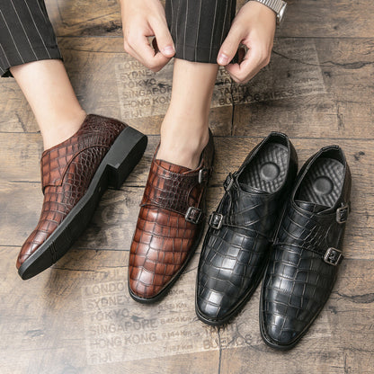 Men's crocodile pattern leather slip-on shoes