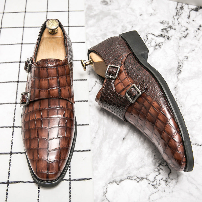 Men's crocodile pattern leather slip-on shoes