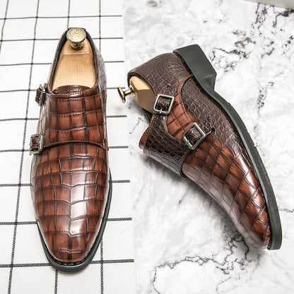 Men's crocodile pattern leather slip-on shoes