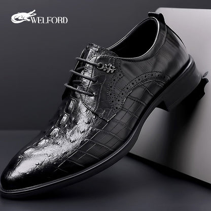 New men's business crocodile pattern leather shoes