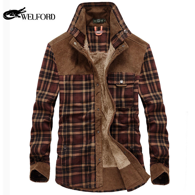 Men's long sleeve plaid shirt casual jacket for men
