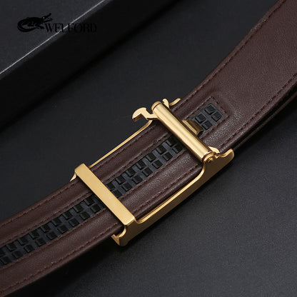Genuine leather crocodile leather belt with automatic buckle