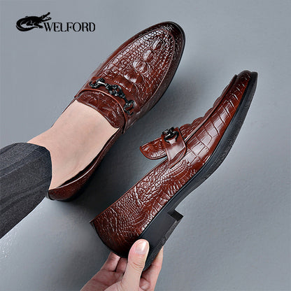 Classic men's crocodile leather shoes