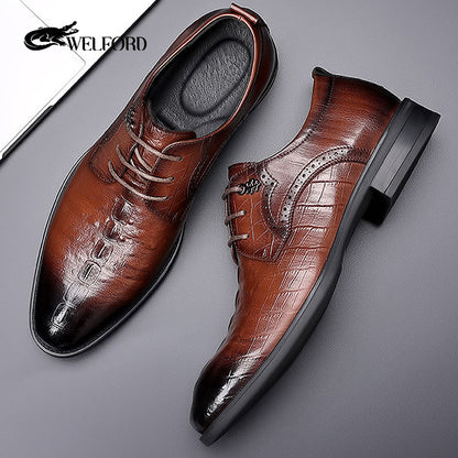 New men's business crocodile pattern leather shoes