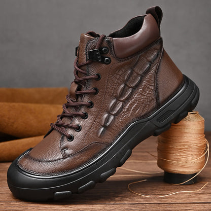 Crocodile pattern genuine leather snow boots work boots