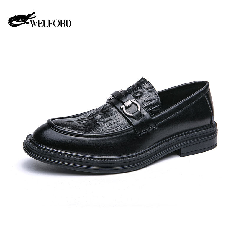 British leather crocodile business casual shoes