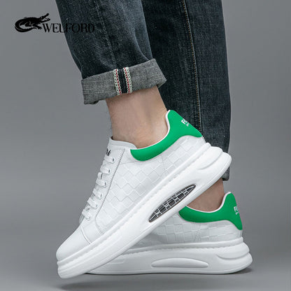 New white leather breathable men's sneakers