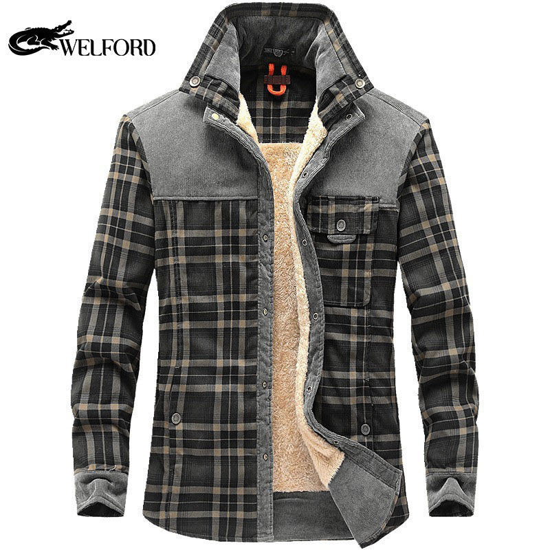 Men's long sleeve plaid shirt casual jacket for men